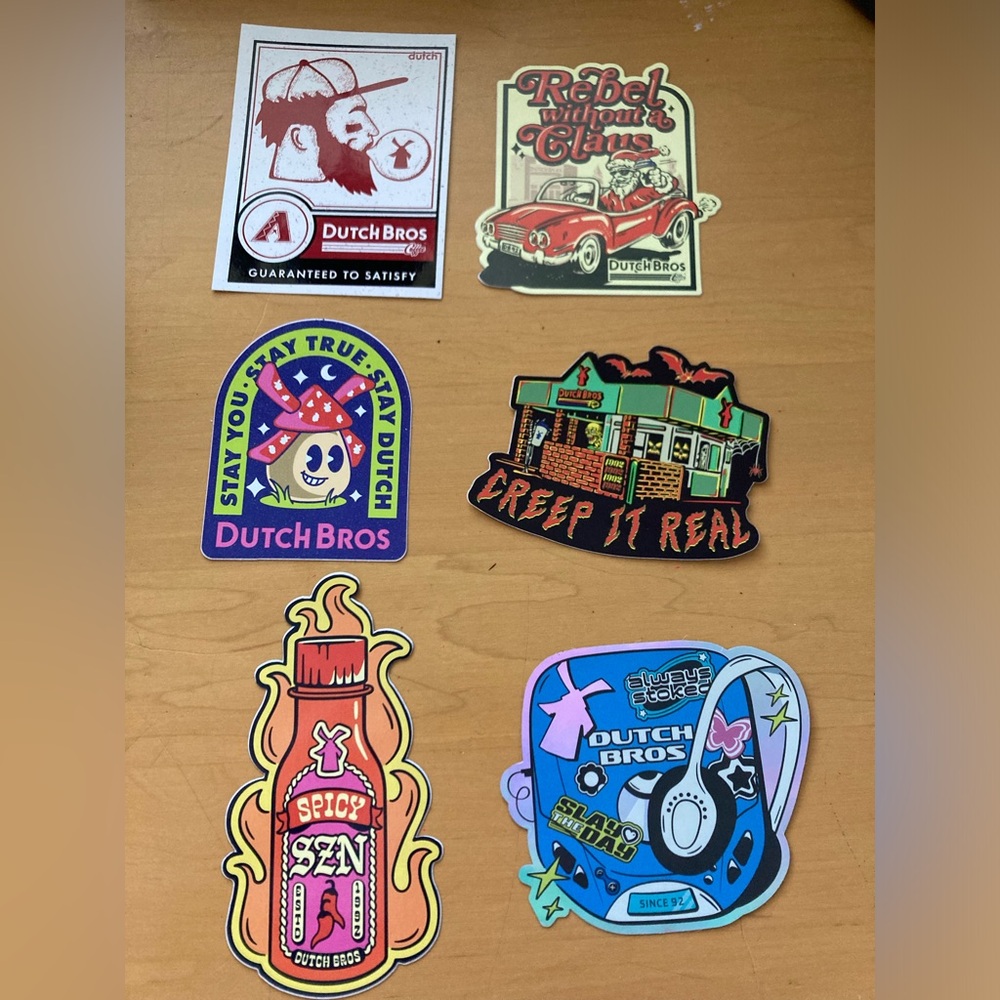 Lot of 18 Rare Hard to find Arizona Diamondbacks Dutch Bros Stickers, Christmas